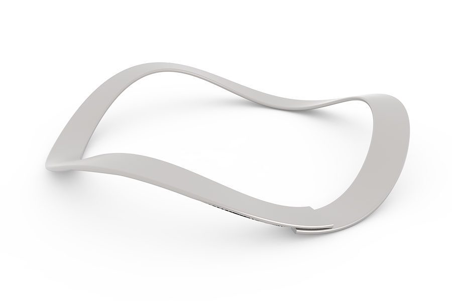 3D render of a Single-Turn Overlap Wave Spring, showing a compact design with overlapping ends for uniform force distribution and reduced operational height