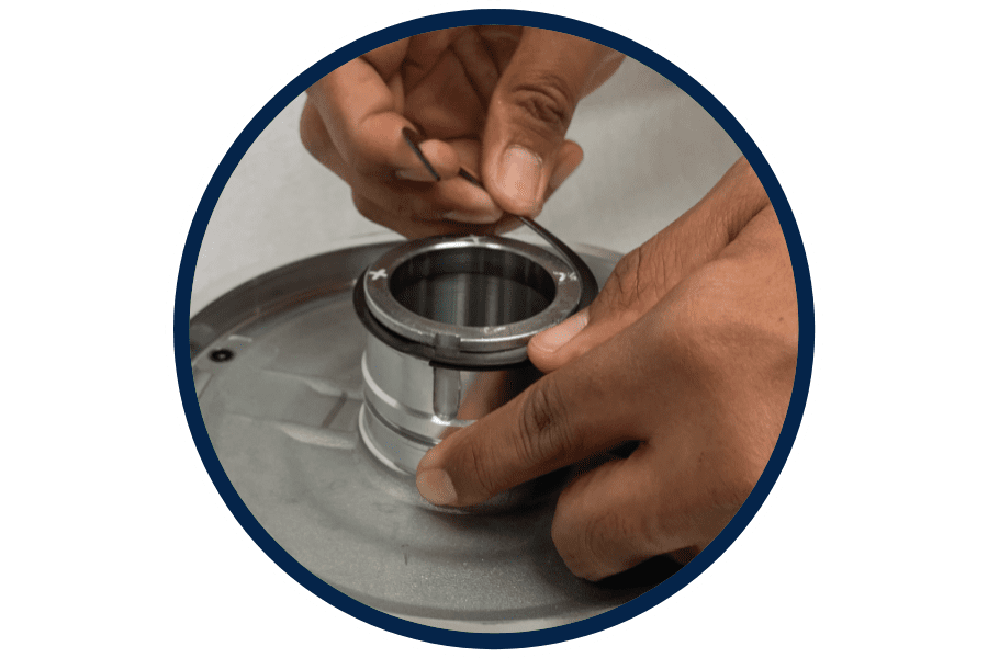 step two rotor clip spiral ring installation